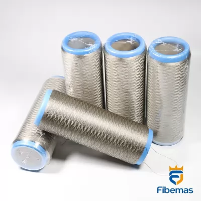 Silver fiber sewing thread